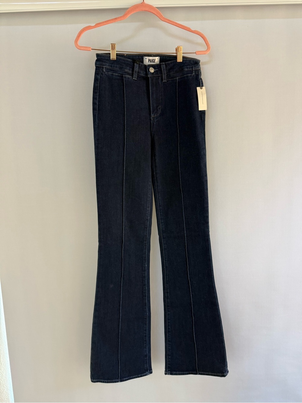 PAIGE Dark Indigo High-Rise Flare Jeans